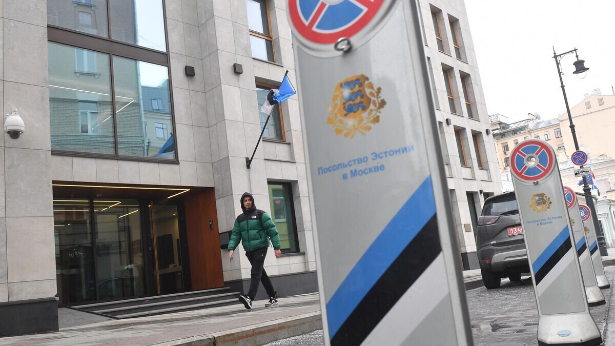    Прохожий у здания посольства Эстонии в Москве© РИА Новости / Михаил Воскресенский