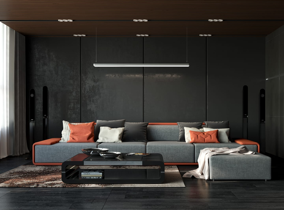 Четырехмодульный прямой диван BRADLEY 2 и пуф