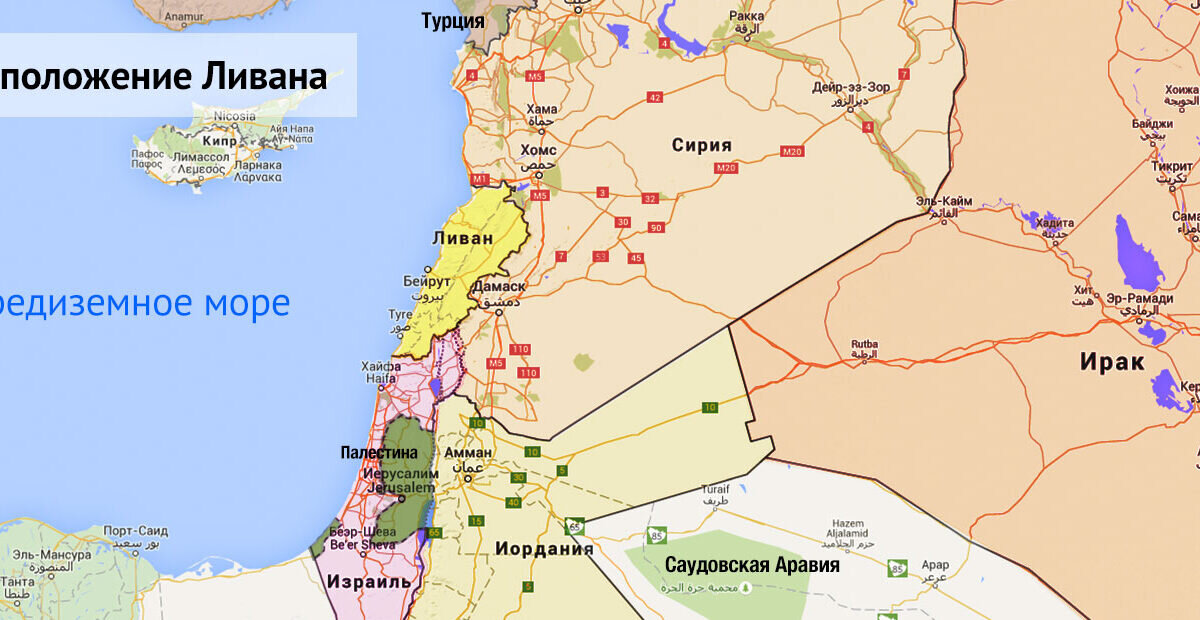 Карта израиля и соседних стран