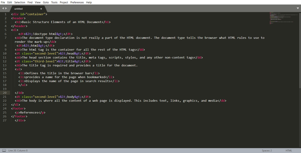 Sublime Text 3 имеет мини-окно предварительного просмотра справа. 