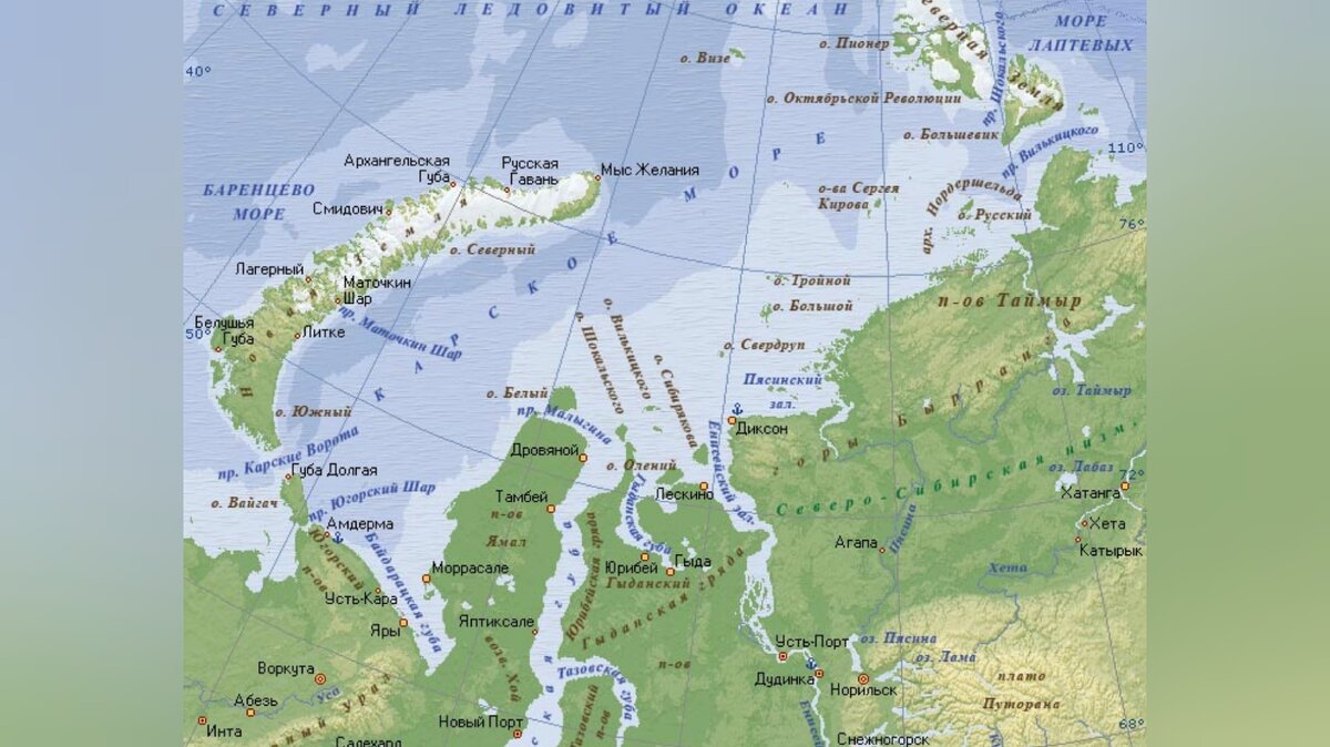 Заливы северных морей россии на карте