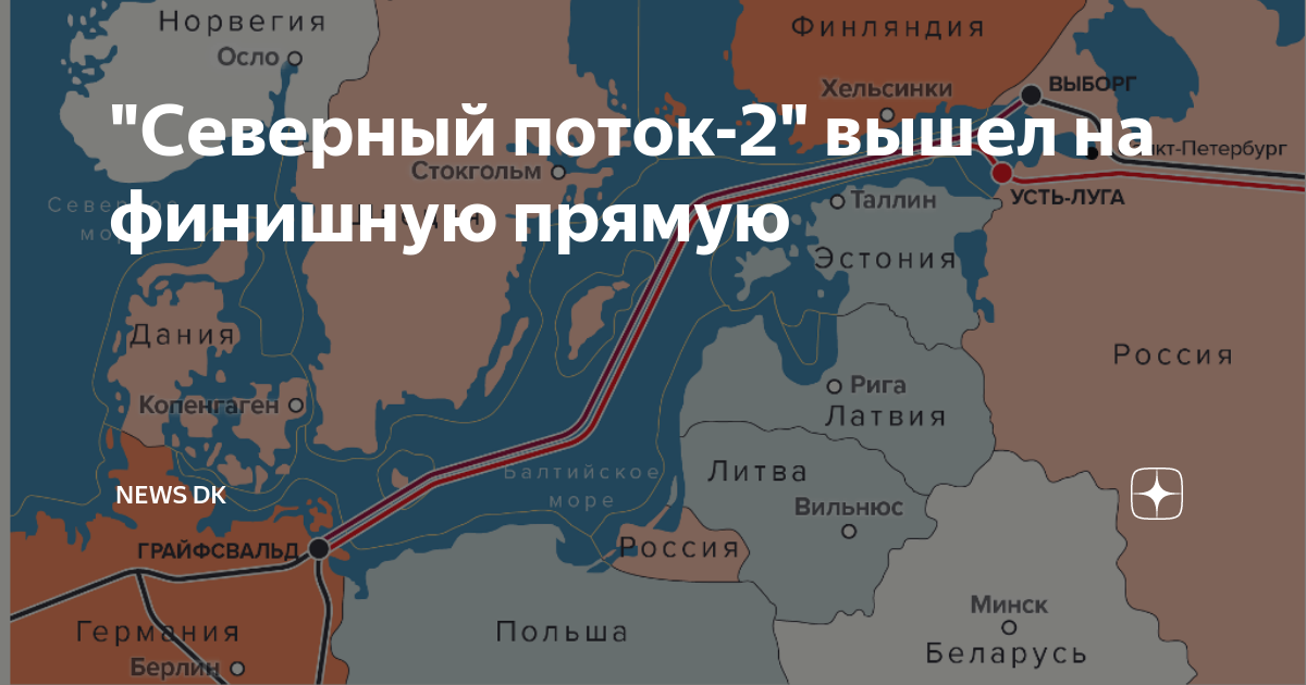 Карта северного потока и северного потока 2