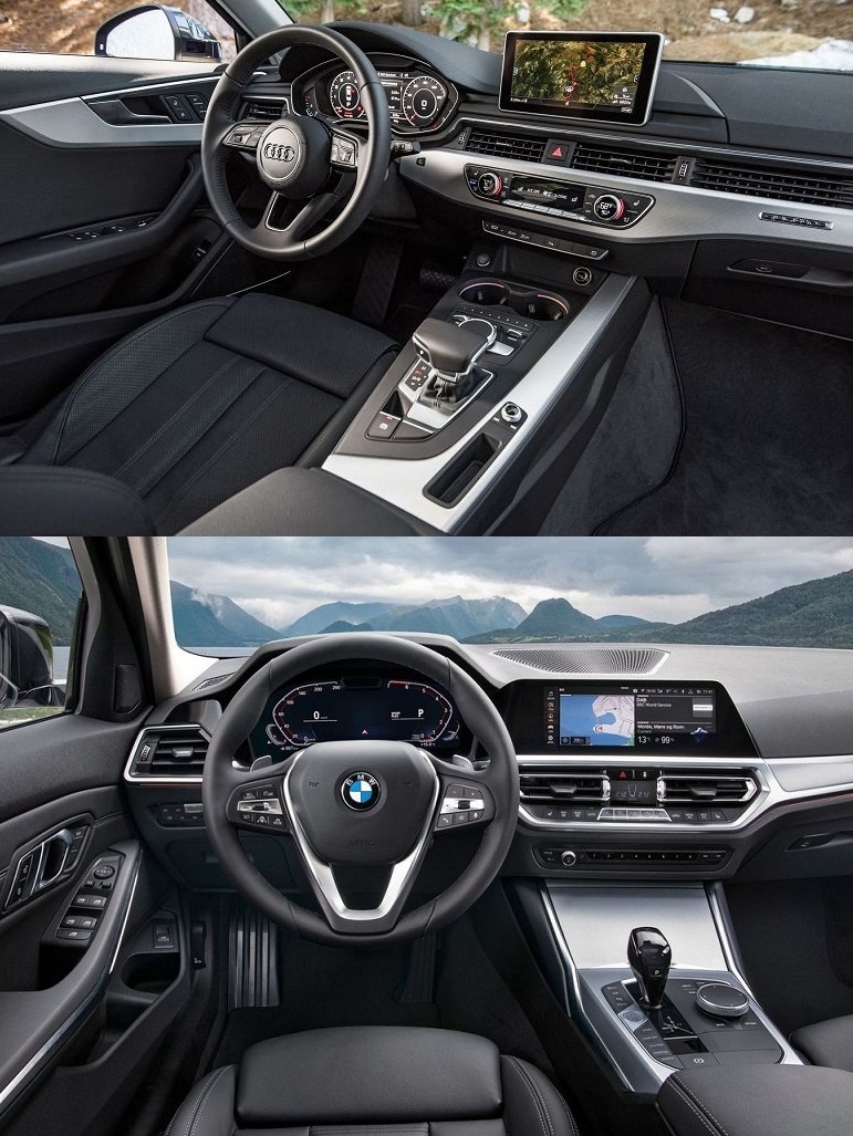 Сравнение интерьера Audi A4 и BMW 3 series 