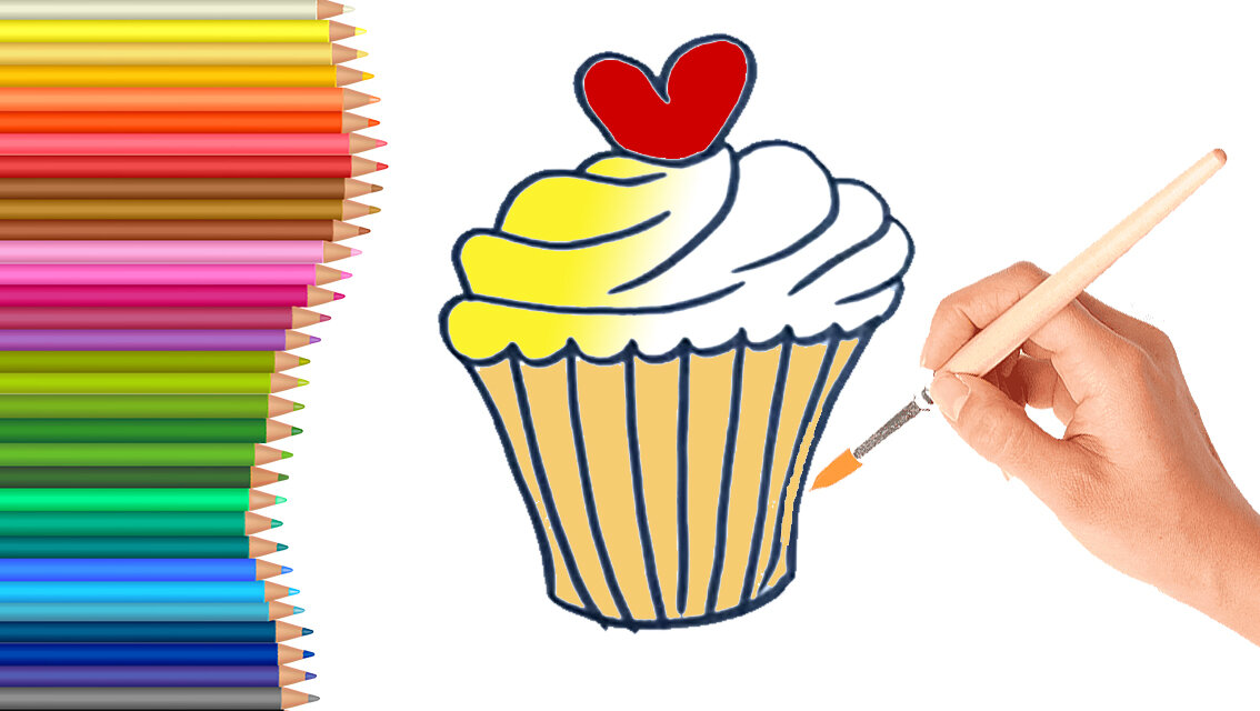 Рисуем пирожное поэтапно с детьми