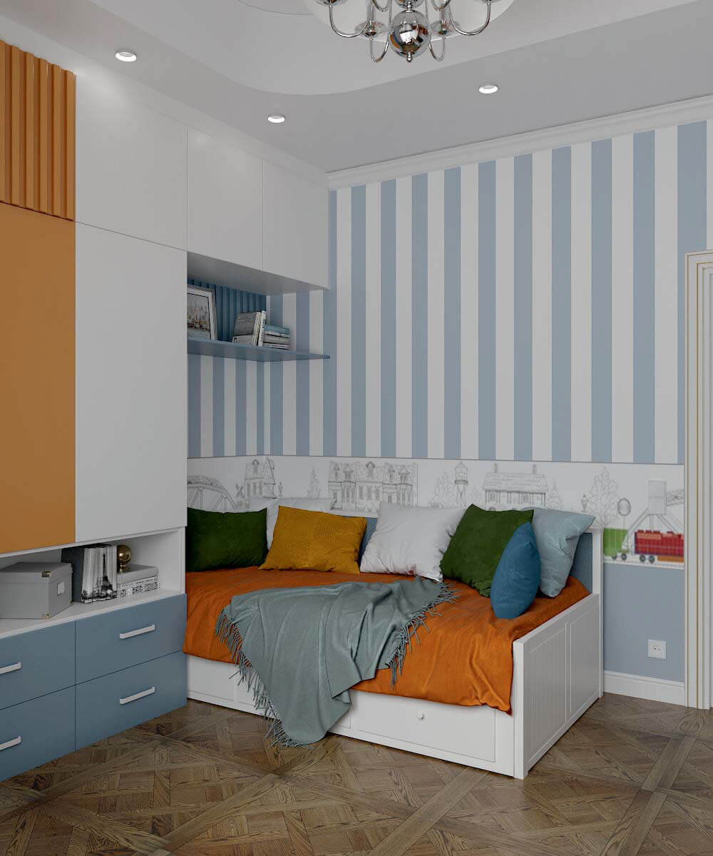 Кровать с выдвижными ящиками в нише