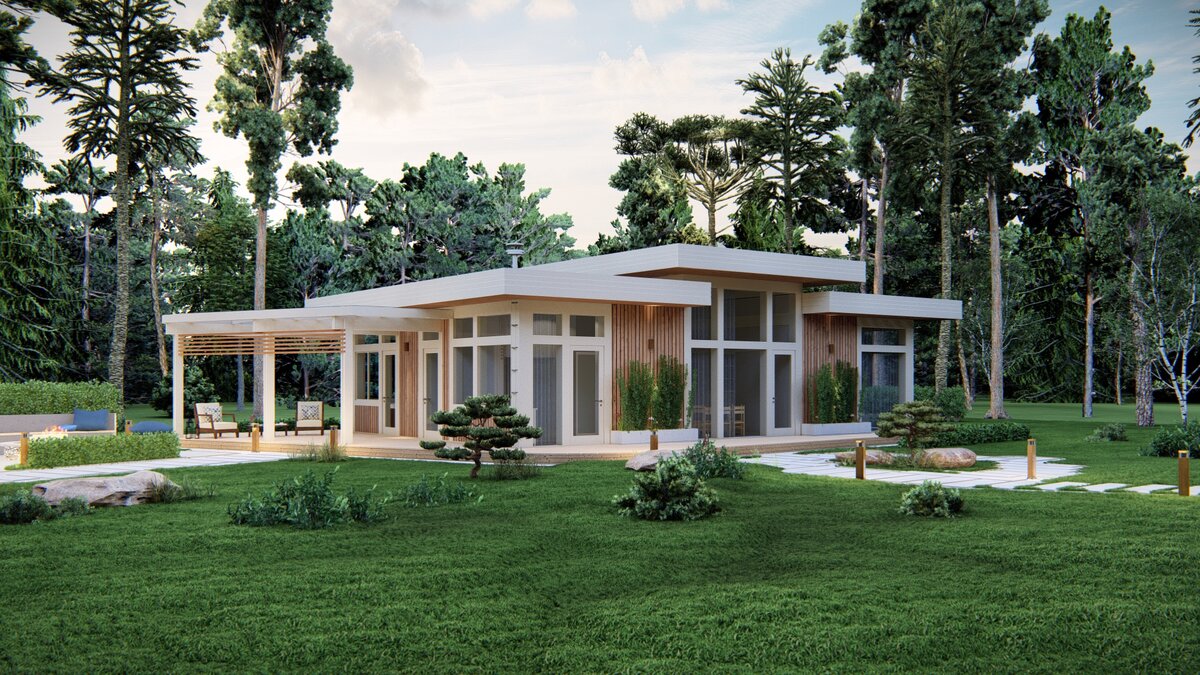 Проект дома-бани 208 м2 в Бекетово (МО), в стиле фахверк.