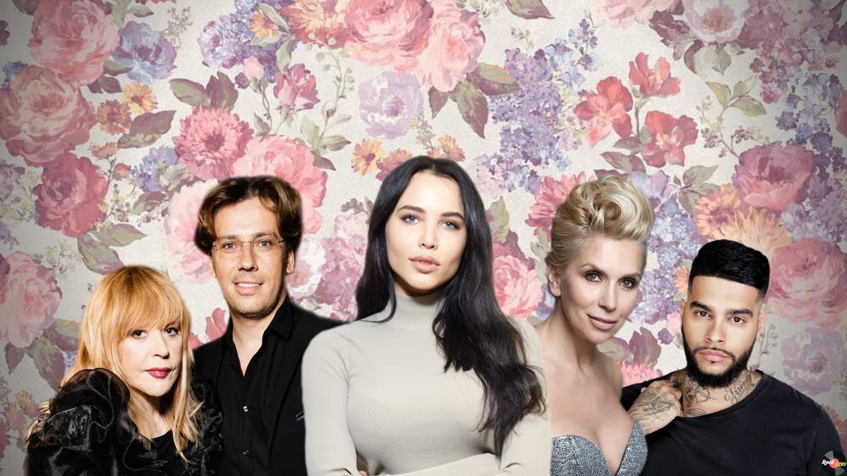 На фотографии: Алла Пугачева и Максим Галкин, Алена Свиридова, Анастасия Решетова и Тимати 