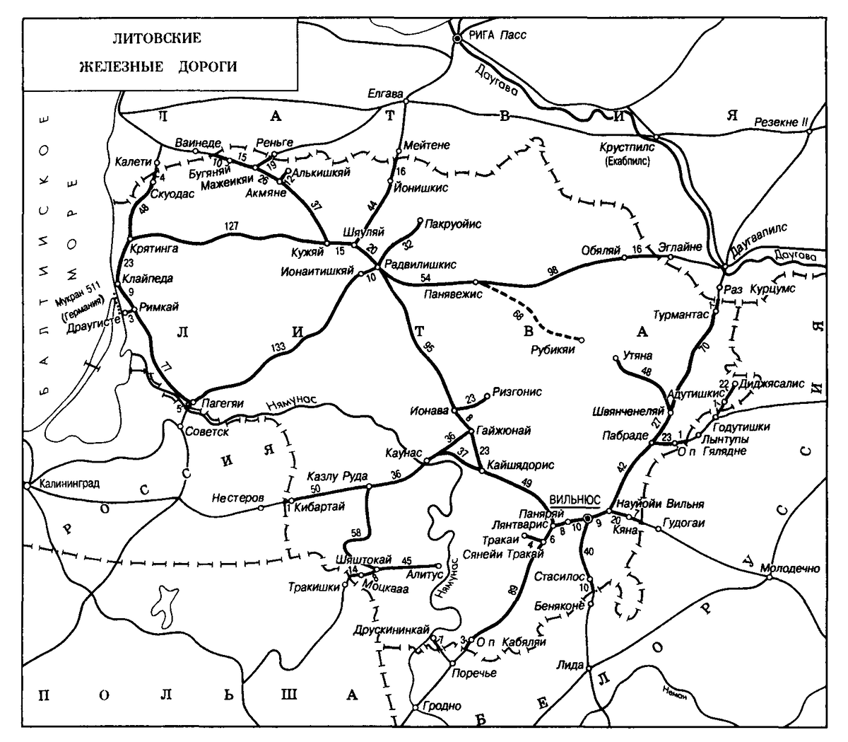 Карта железных дорог литвы