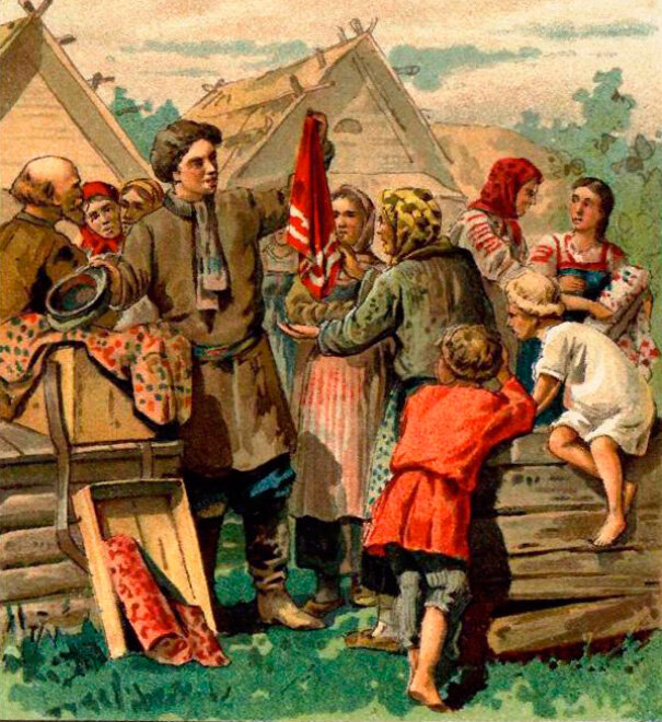 Иллюстрация к поэме Некрасова «Коробейники». Литография Т-ва И.Д. Сытина и Ко, 1902 г.