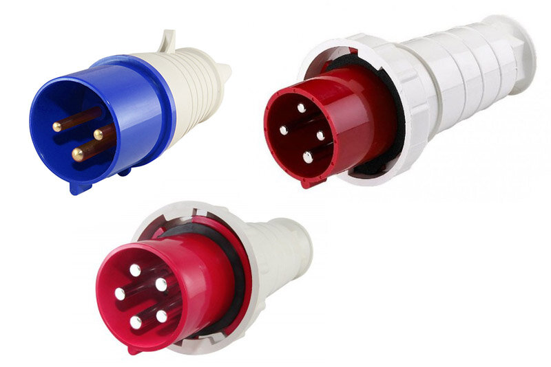 Промышленные разъемы с разным количеством контактов 