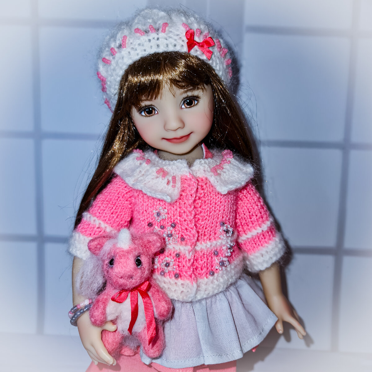 Кукла Little darling, молд#3 "Улыбашка", светлый оттенок винила, авторский аутфит с единорожком, фото и работа автора