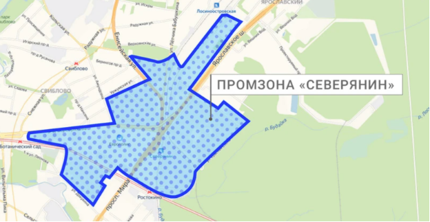 Промзона «Северянин» на карте города 