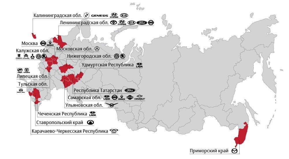 Карта заводов россии