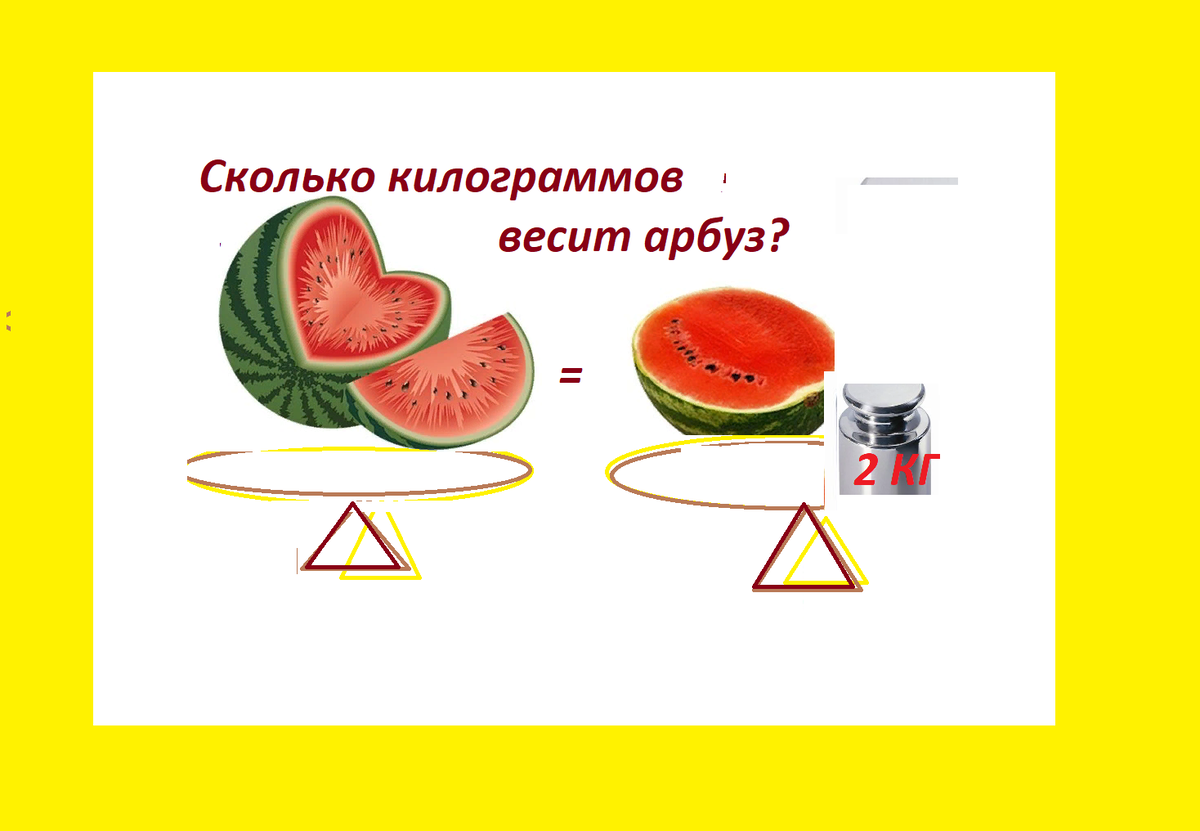 Сколько весит один арбуз? Если он весит 2 кг и ещё половину такого же  арбуза. Кто-то сразу решит, а кто и не решит | Тесты_математика | Дзен