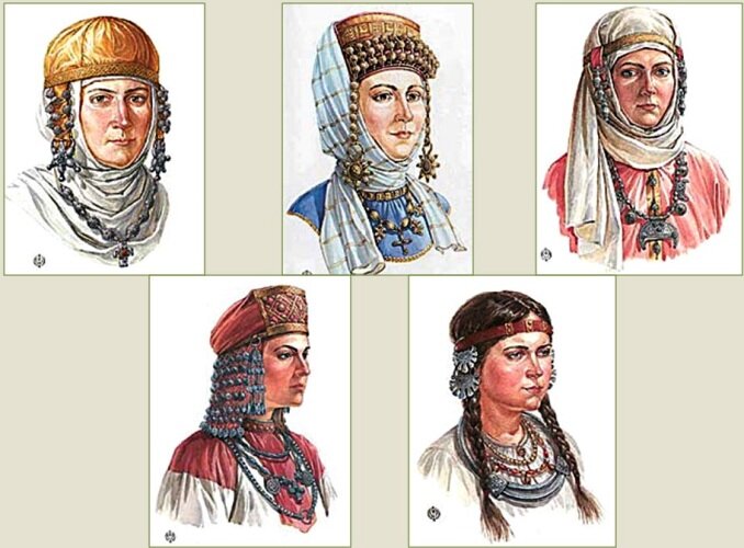 славянские головные уборы. реконструкция Олега Федорова. фото из яндекс.каринки