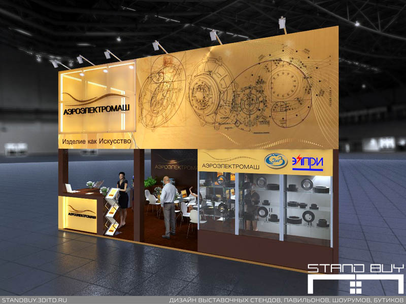 Проект выставочного стенда компании «Аэроэлектромаш». Архитектор - Павел Сапов.
