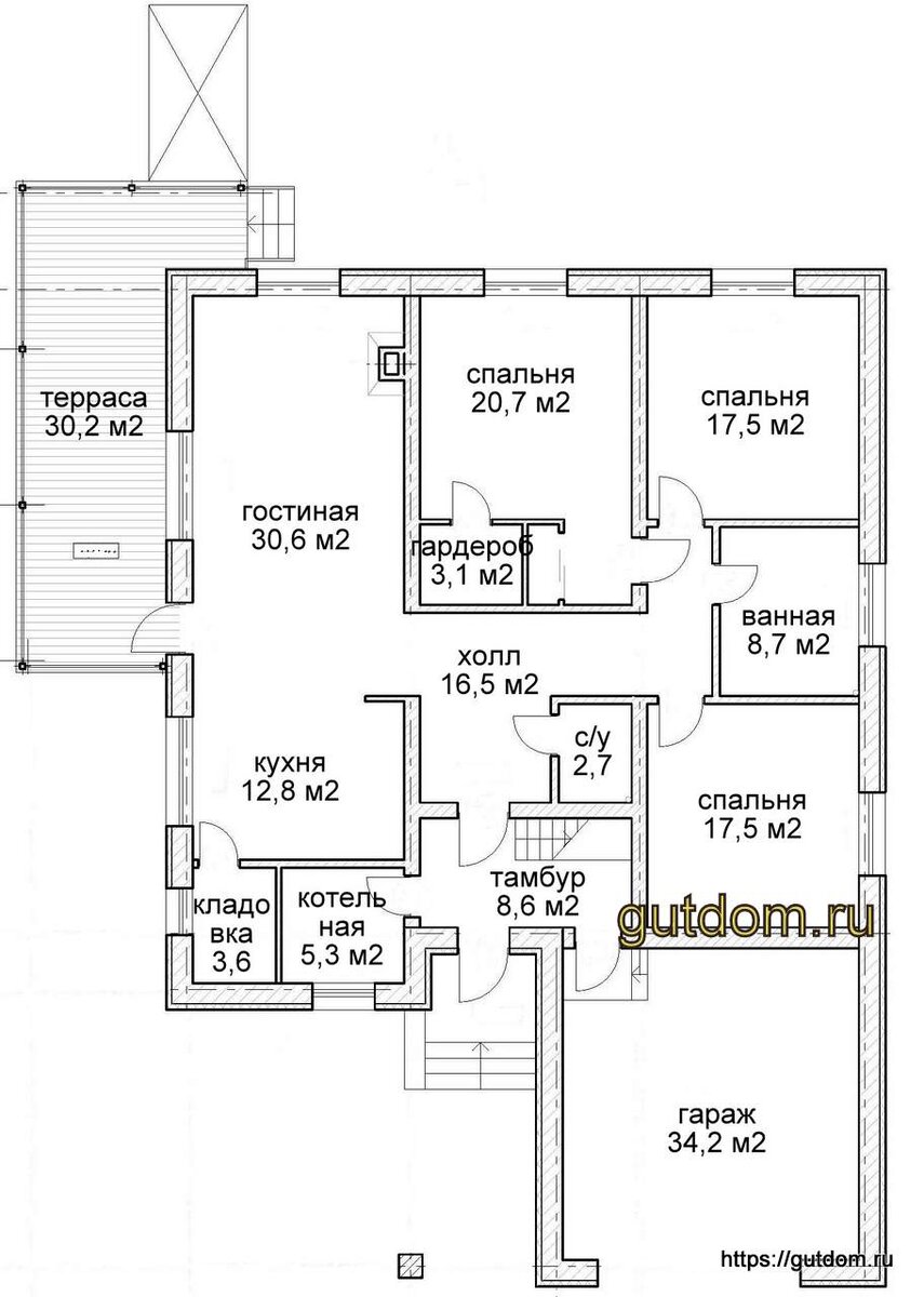 планировка одноэтажного дома с гаражом
