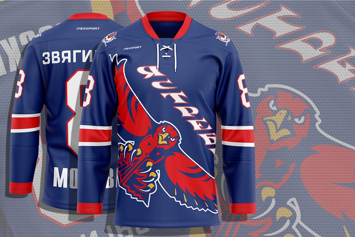 Хоккейный свитер ХК Ястребы Москва лицо (домашний)