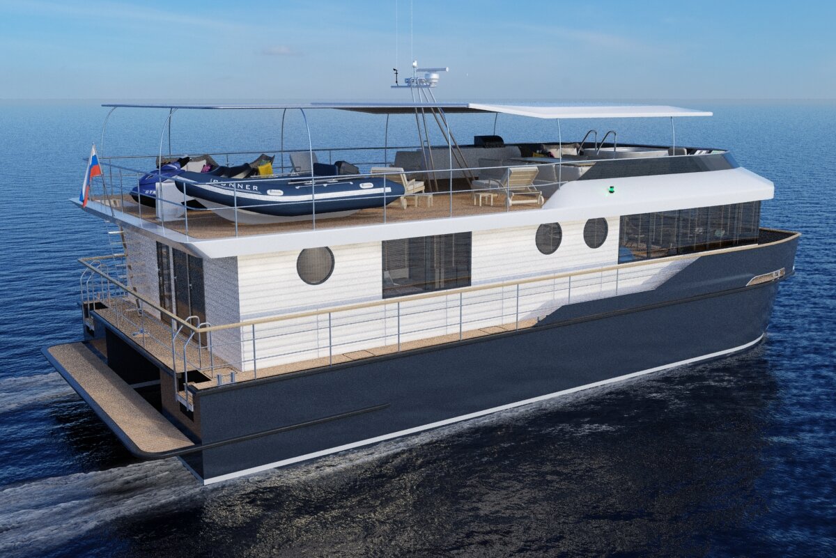 морской катамаран хаусбот Baikal 18