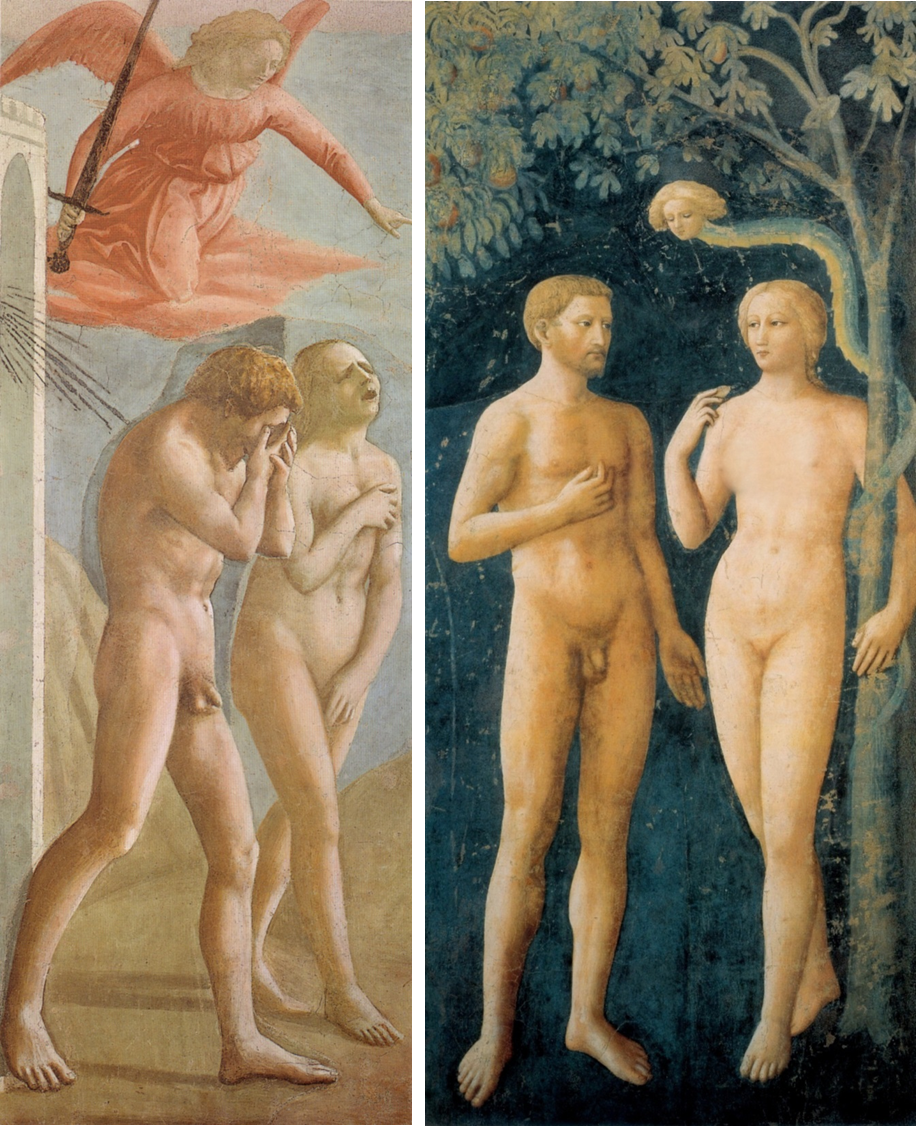 Слева Мазаччо. Справа Мазолино.