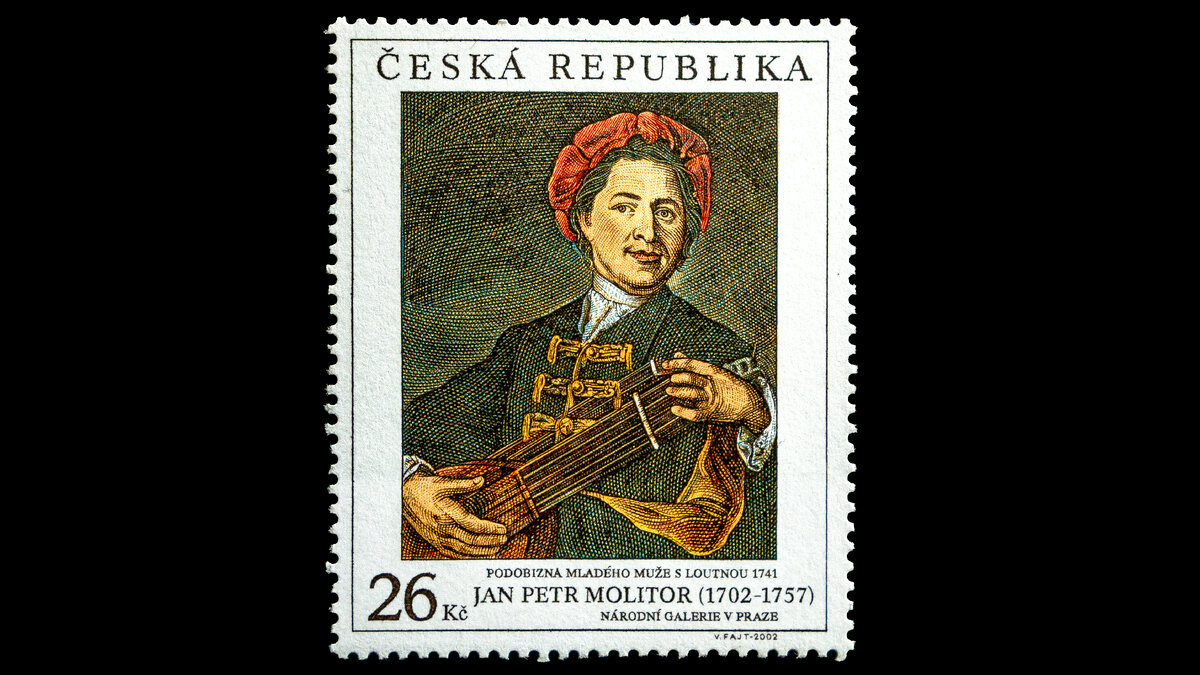 Молодой человек с лютней, 1741 год, Прага. Народная галерея. Чехия 2002 год