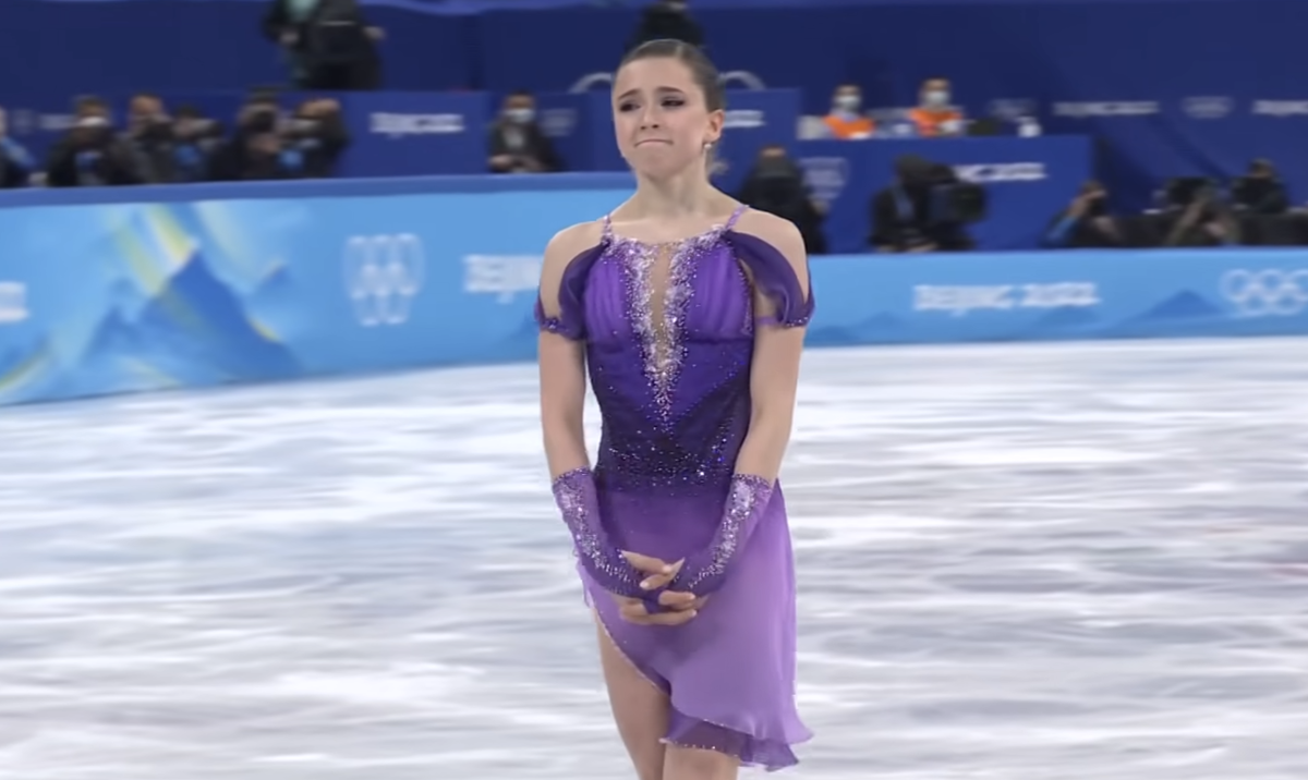 Камила Валиева после короткой программы.  Источник фото: официальный сайт Первого канала.