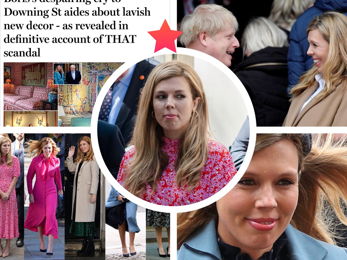 Кээри Симмонд и ее партнер Борис Джонсон, а так же переделка кавртиры на Даунинг стрит 10- фотоколлаж автора