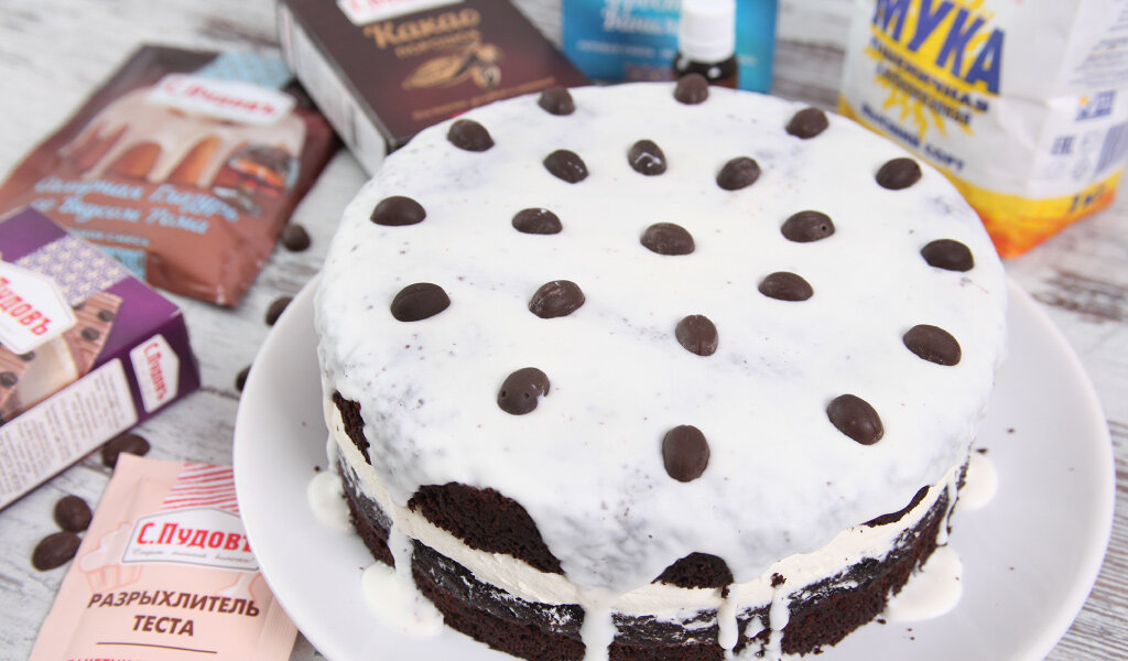 Для канала С.Пудовъ - рецепт - домашний кофейный тортик с кремом на фростинге