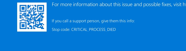 Пример ошибки в Stop code.
