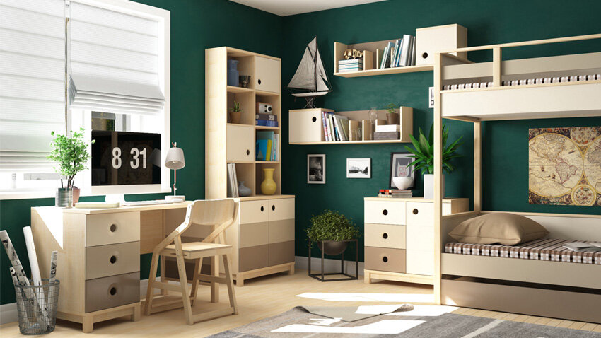 Рабочая зона для школьника у окна