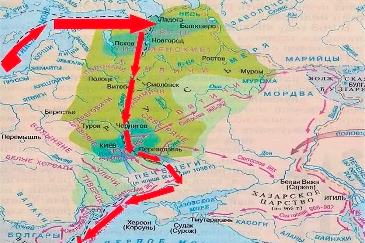 Старые торговые пути. Киевская Русь из Варяг в греки. Путь из Варяг в греки на карте древней Руси. Торговый путь из Варяг в греки. Путь из Варяг в реки на карте древней Руси.