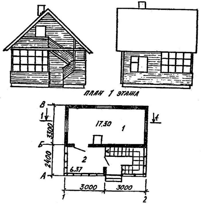 Внешний вид и план первого этажа дома