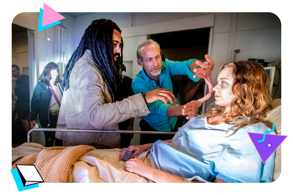 Кадр со съёмок сериала "Сквозь снег"
