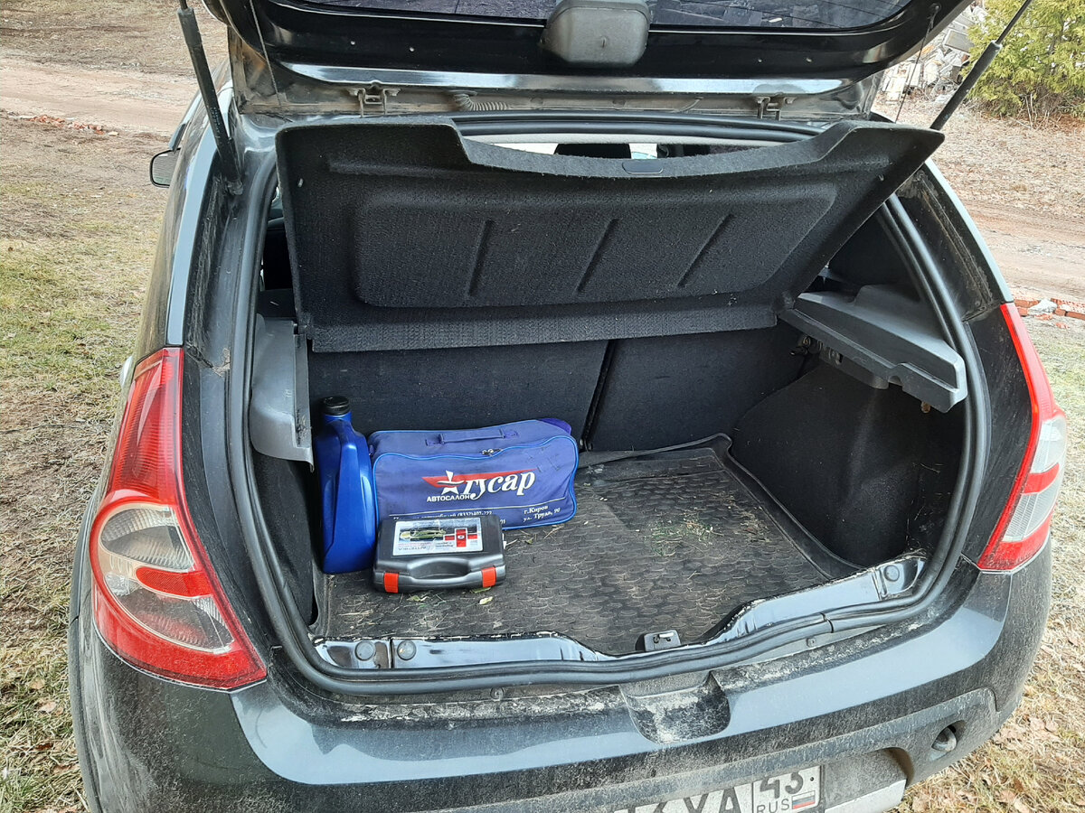 Вот этот минимум должен быть в машине всегда в относительно лёгком доступе. Плюс компрессор для подкачки шин и запасной баллонный ключ - штатный у "Сандеро" уж больно грустный