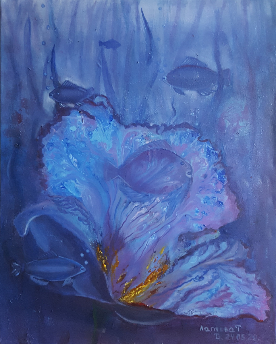 х.м.акрил 50*40см."Тайна океана", 2020г.