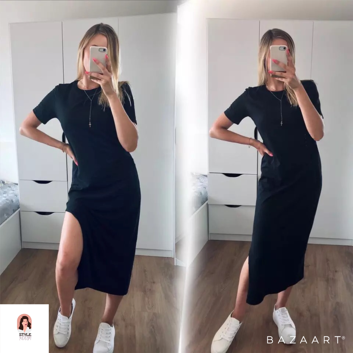 Длинное платье-футболка.