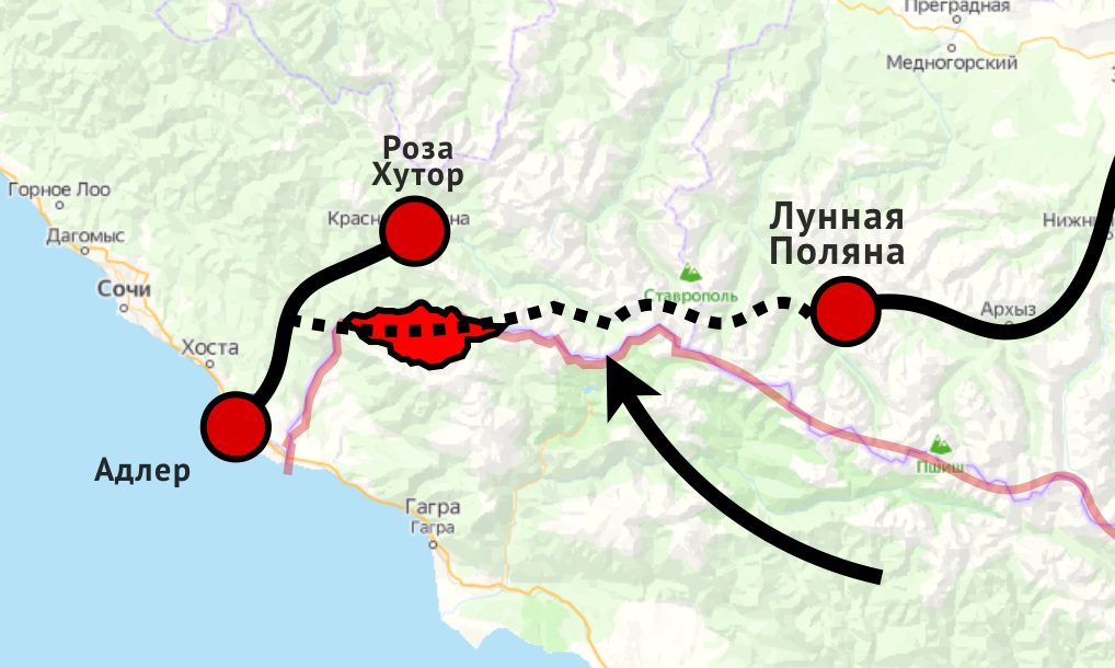 Проект дороги архыз красная поляна на карте