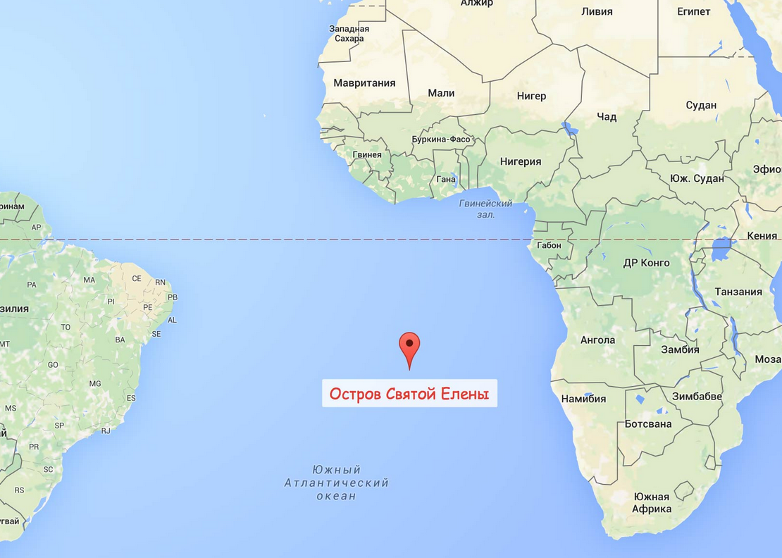 Остров св Елены на карте Африки