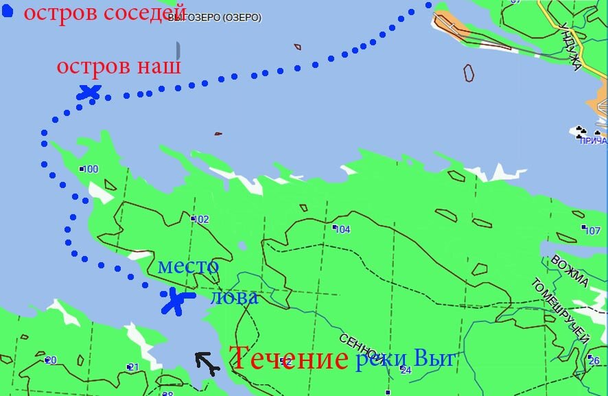 Карта глубин сегозера в карелии