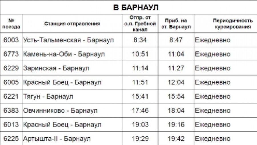 Поезда топчиха барнаул сегодня