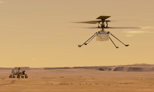 Иллюстрация, изображающая вертолет изобретательности на Марсе. Фотография: AP