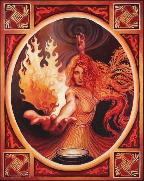 Бригит или Бриджит - кельтская богиня огня, поэзии, художественной ковки, исцеления, плодородия и гадания. Поскольку Овен - первый огненный знак года, у обоих есть страстное пламя, чтобы получать все, что они хотят. 