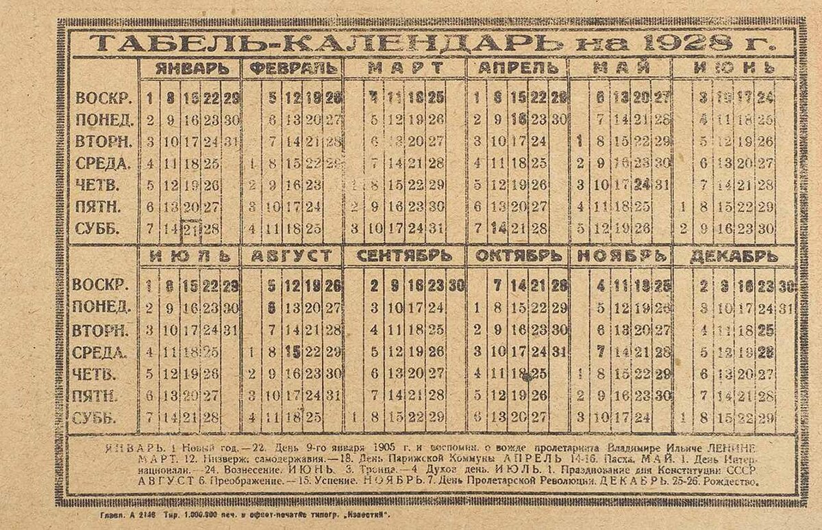 Календарь на 1921 год по месяцам