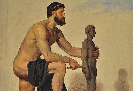 Фрагмент картина "Прометей, создающий человека", Константин Хансен, 1845.