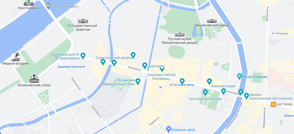 Карта Невского с достопримечательностями