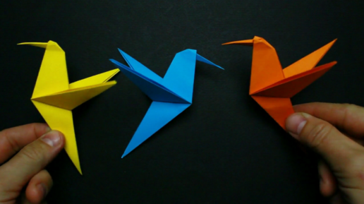 Оригами Колибри из бумаги ❀ Движущиеся поделки своими руками