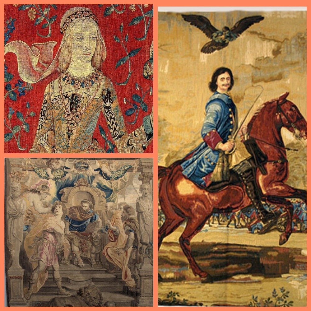 Образцы старинных гобеленов. 
