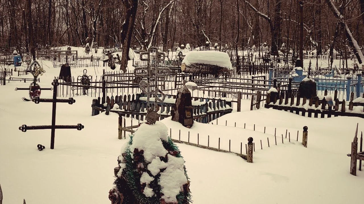 Кладбище зимой. Заброшенное кладбище. Городское кладбище. Историческое кладбище.