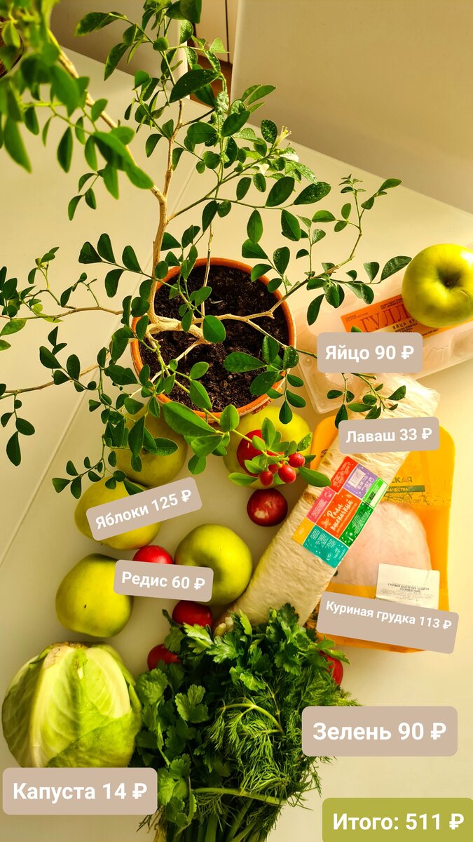 Тут хороший набор продуктов. Подойдёт как для завтрака, так и для приготовления обеда