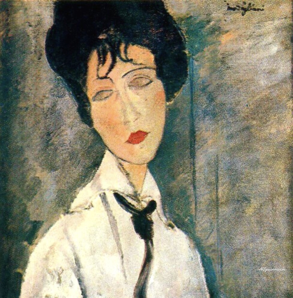 Портрет женщины в черном галстуке (фрагмент), 1917